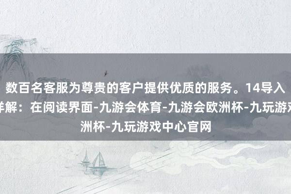 数百名客服为尊贵的客户提供优质的服务。14导入书源重要详解：在阅读界面-九游会体育-九游会欧洲杯-九玩游戏中心官网